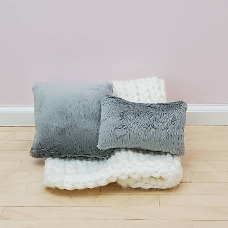 Fluffy Collection | Handmade Doll Throw Pillows | 1:6 or 1/12 scale