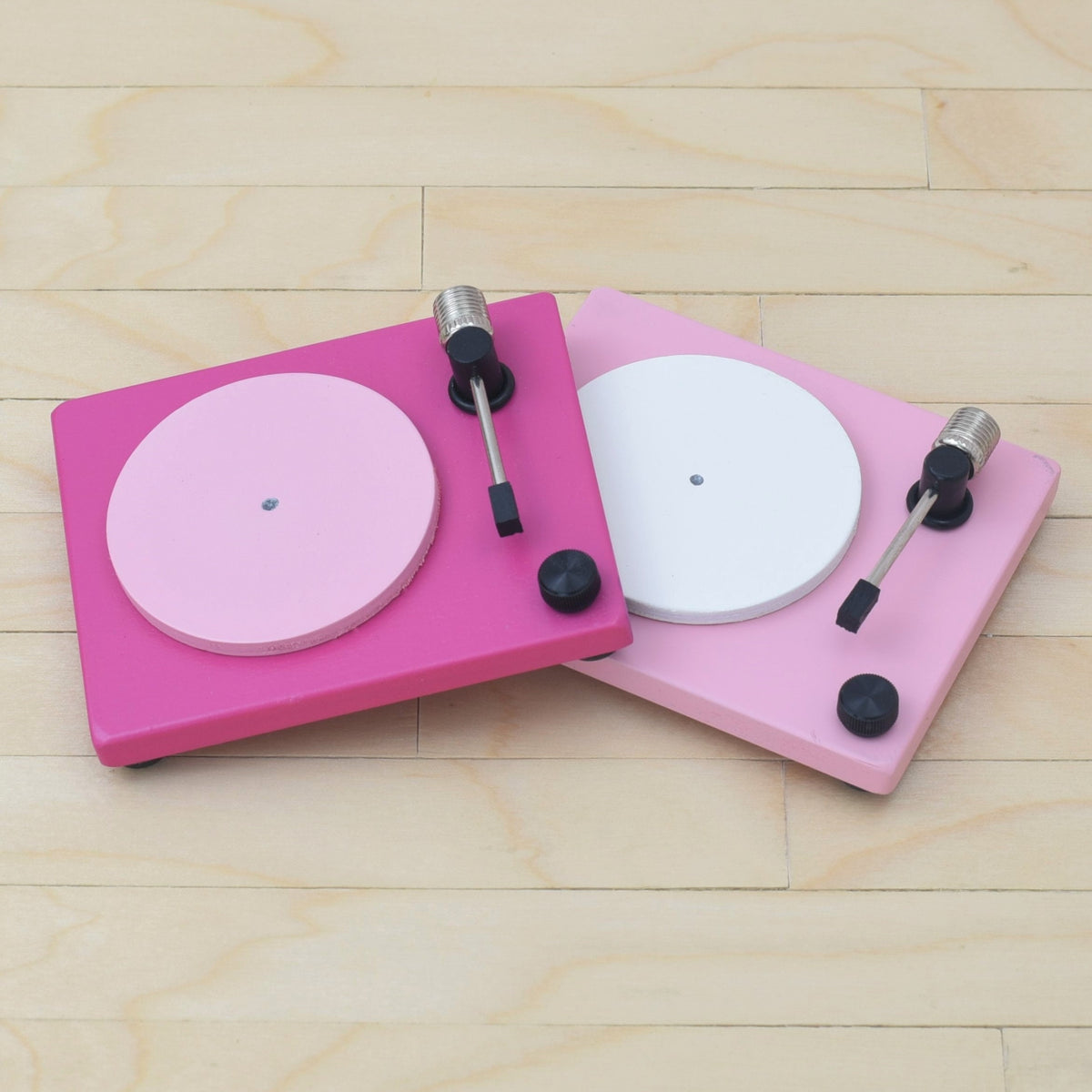 Pink Record Player for 1:6 Scale Doll |Solid Wood | Multiple Colors