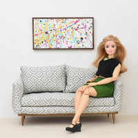 Miniature Artwork with Wooden Frame | Hand Painted and Original | For 1:6 or 1/12 Scale Dollhouse - Logo colors splatter series
