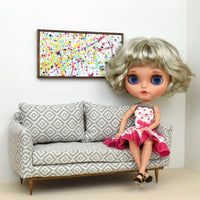 Miniature Artwork with Wooden Frame | Hand Painted and Original | For 1:6 or 1/12 Scale Dollhouse - Logo colors splatter series