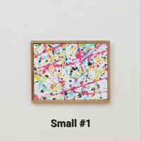 Miniature Artwork with Wooden Frame | Hand Painted and Original | For 1:6 or 1/12 Scale Dollhouse - Logo colors splatter series