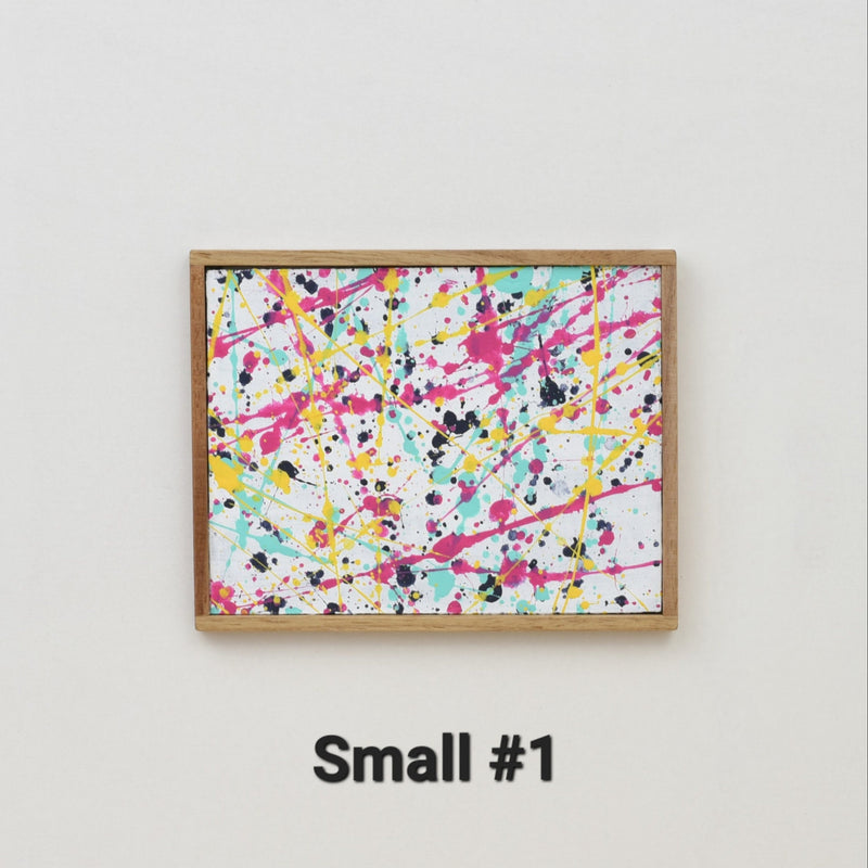 Miniature Artwork with Wooden Frame | Hand Painted and Original | For 1:6 or 1/12 Scale Dollhouse - Logo colors splatter series