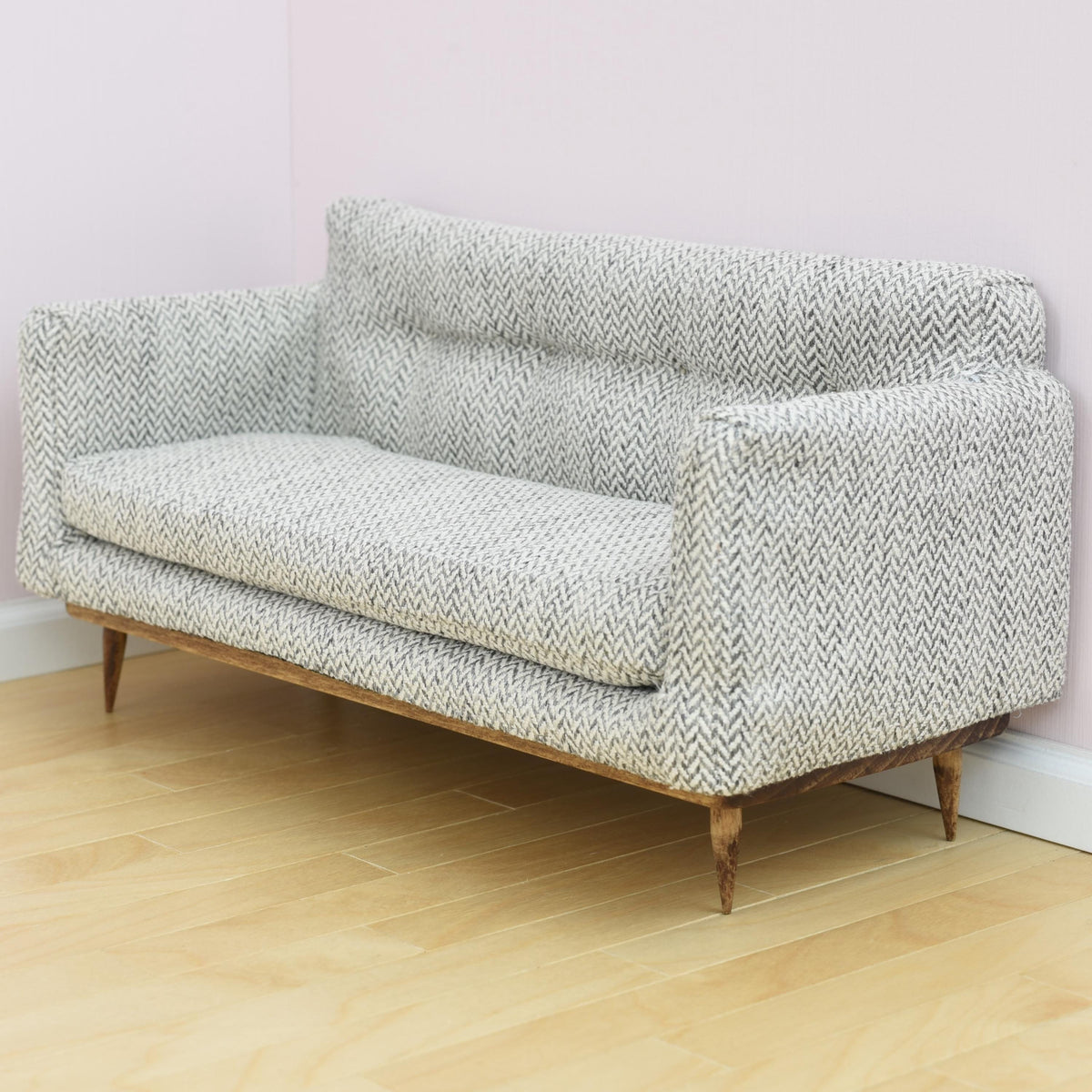 Tufted Back Upholstered Couch for 1:6 Scale Fashion Doll - Mid-Century Modern