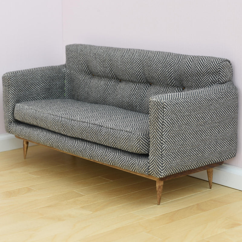 Tufted Back Upholstered Couch for 1:6 Scale Fashion Doll - Mid-Century Modern