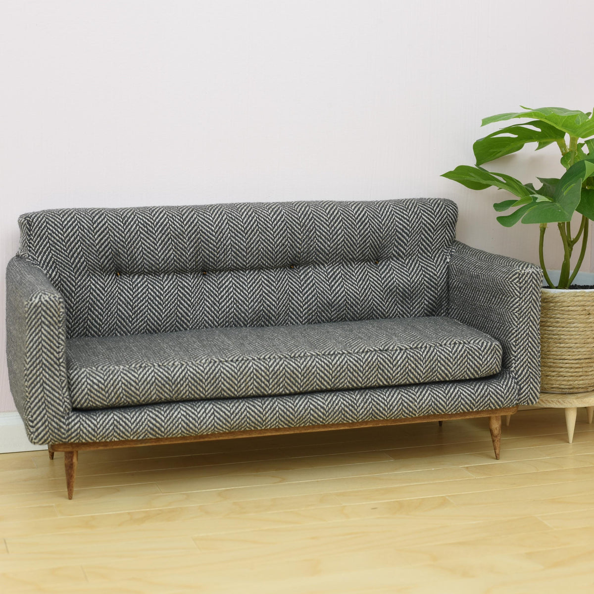 Tufted Back Upholstered Couch for 1:6 Scale Fashion Doll - Mid-Century Modern