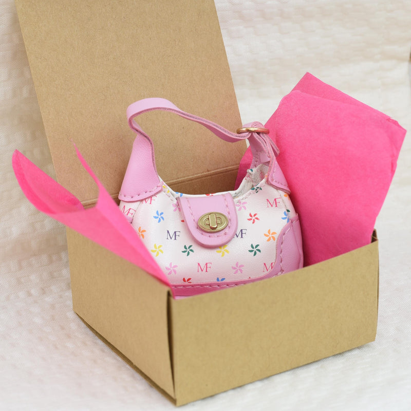 Small Pink Metallic Handbag | 5 Surprise Mini Brands Fashion Series 1 | Realistic Accessory for 1:6 Scale Doll with Custom Sized Gift Box