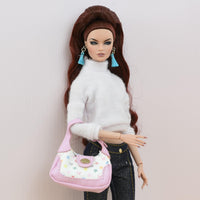 Pale Pink & White Logo Handbag | 5 Surprise Mini Brands Fashion Series 1 | Realistic Accessory for 1:6 Scale Doll with Custom Sized Gift Box