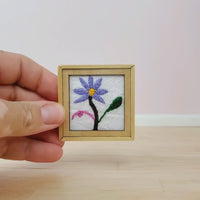 Hand-Embroidered Otomi Style Artwork with Frames for 1:6 or 1/12 Scale Dollhouse