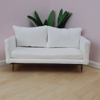 Pink Velvet Upholstered Couch for 1:6 Scale Doll - Mid-Century Modern