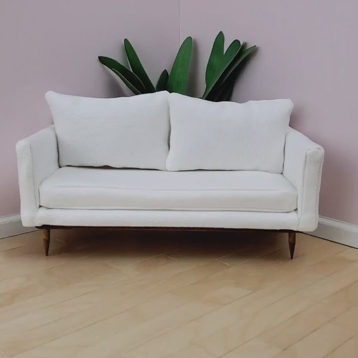 Clearance!! Pale Pink Upholstered Couch for 1:6 Scale Fashion Doll - Mid-Century Modern