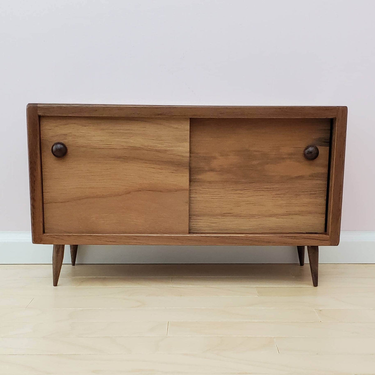 Console Cabinet w/ Working Doors for 1:6 Scale Doll - Mid-Century Modern