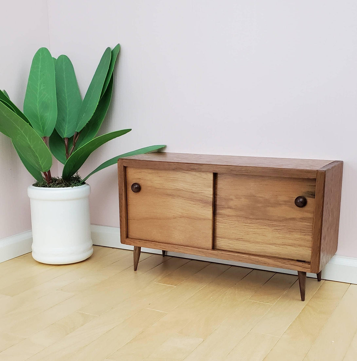 Console Cabinet w/ Working Doors for 1:6 Scale Doll - Mid-Century Modern