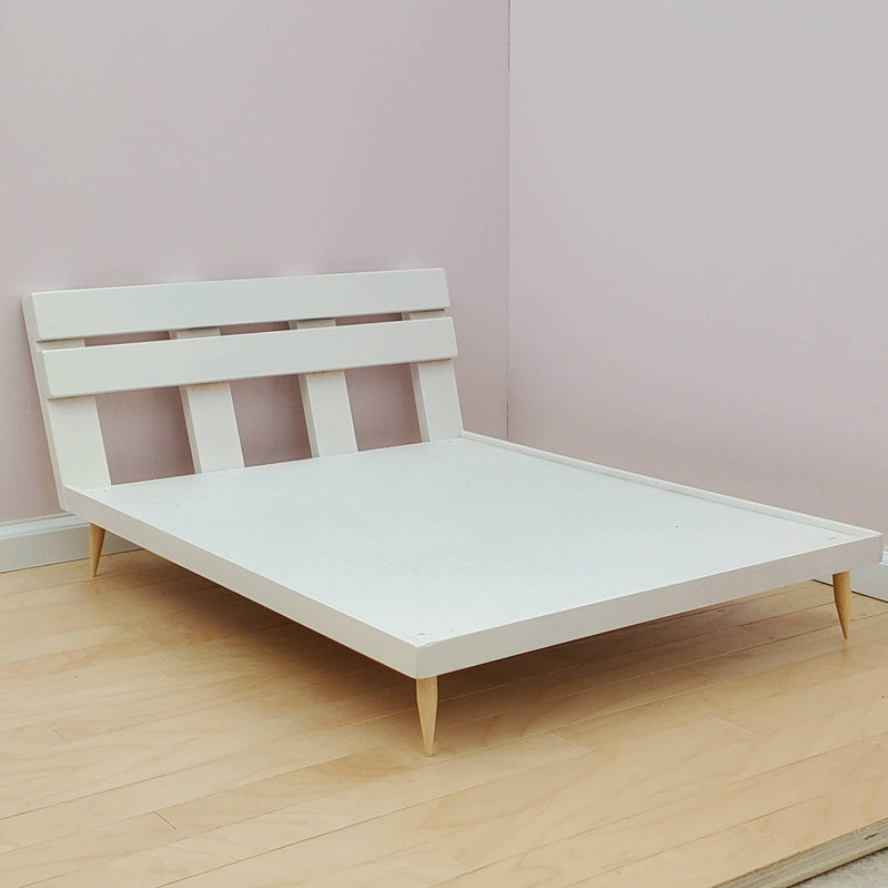 Platform Queen-Sized Doll Bedframe for 1:6 Scale Doll - Various Wood Choices