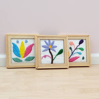 Hand-Embroidered Otomi Style Artwork with Frames for 1:6 or 1/12 Scale Dollhouse