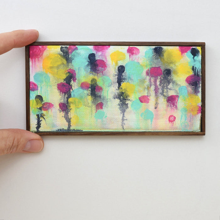 Hand Painted Miniature Original Artwork with Wooden Frame for 1:6 or 1/12 Scale Dollhouse - Logo colors drip series
