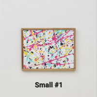 Hand Painted Miniature Original Artwork with Wooden Frame for 1:6 or 1/12 Scale Dollhouse - Logo colors splatter series