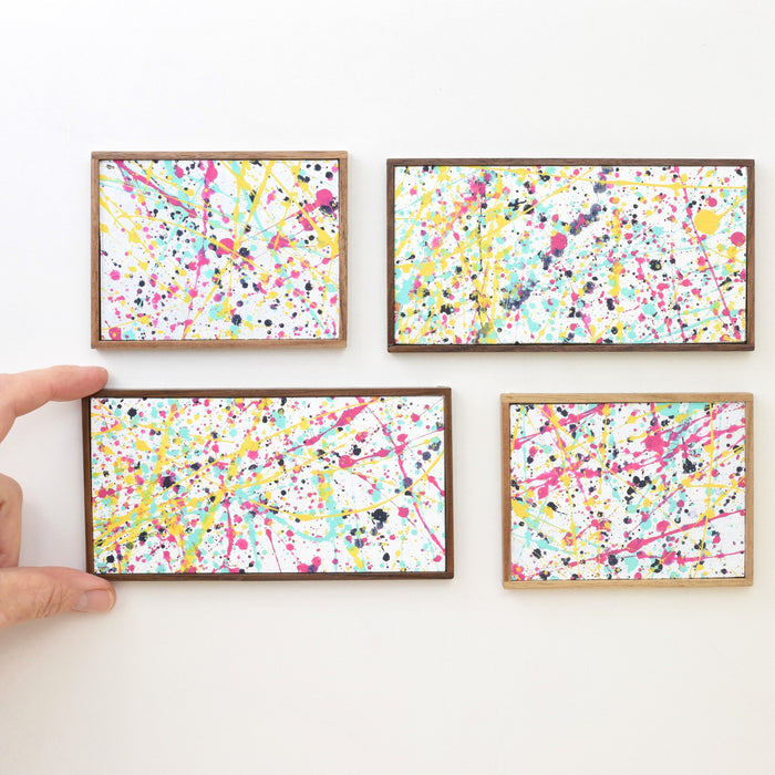 Hand Painted Miniature Original Artwork with Wooden Frame for 1:6 or 1/12 Scale Dollhouse - Logo colors splatter series