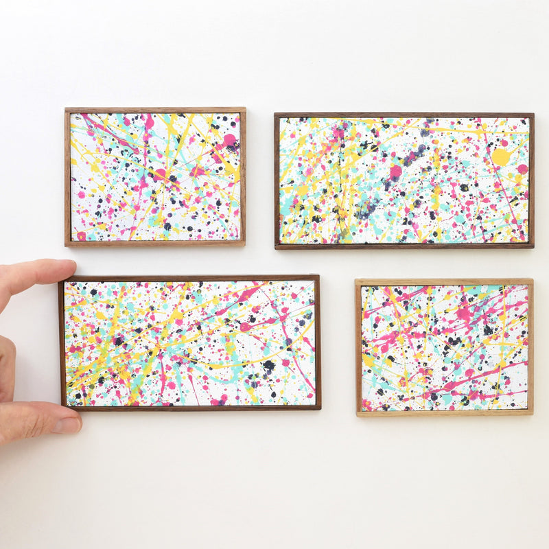 Hand Painted Miniature Original Artwork with Wooden Frame for 1:6 or 1/12 Scale Dollhouse - Logo colors splatter series